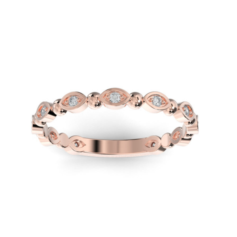 Round Bead and Eyelet Lab Grown Diamond Wedding Band