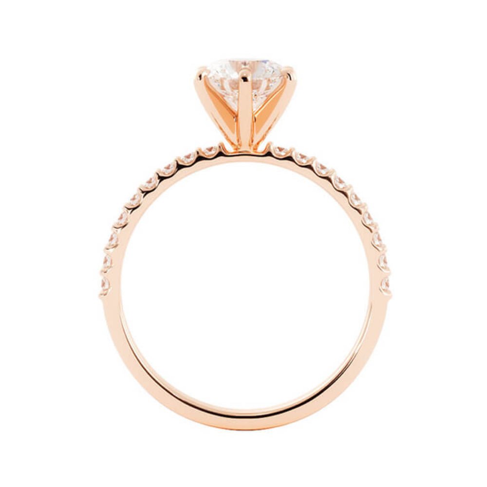 1.0ct Moissanite Pave Solitaire 14K Rose Gold Engagement Ring