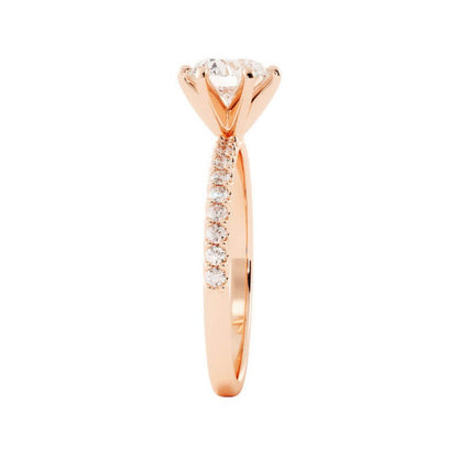 1.0ct Moissanite Pave Solitaire 14K Rose Gold Engagement Ring