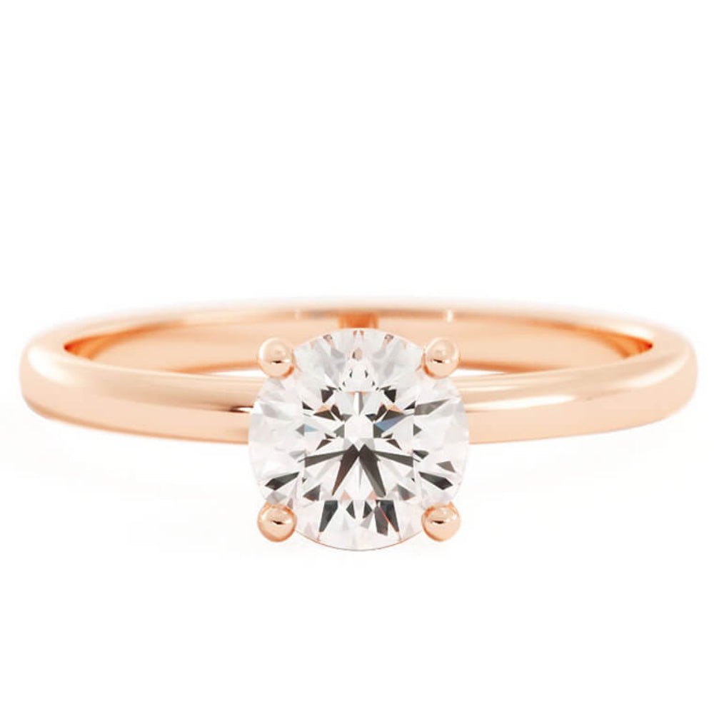 1.0ct Moissanite Round Solitaire 14K Rose Gold Engagement Ring