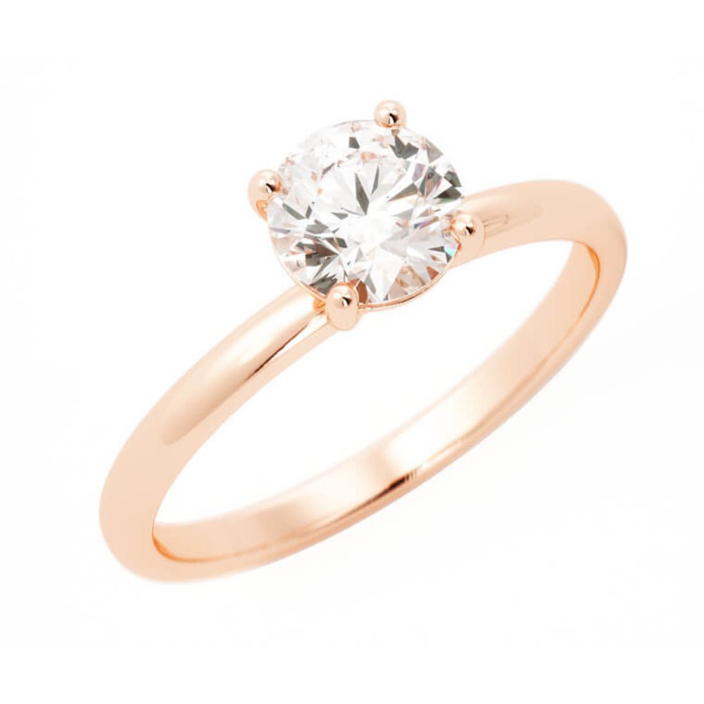 1.0ct Moissanite Round Solitaire 14K Rose Gold Engagement Ring