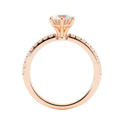 1.0ct Moissanite Pave Solitaire 14K Rose Gold Engagement Ring
