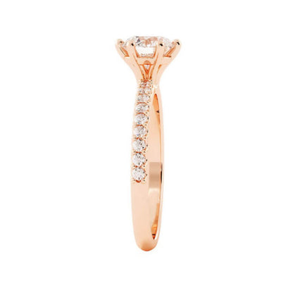 1.0ct Moissanite Pave Solitaire 14K Rose Gold Engagement Ring