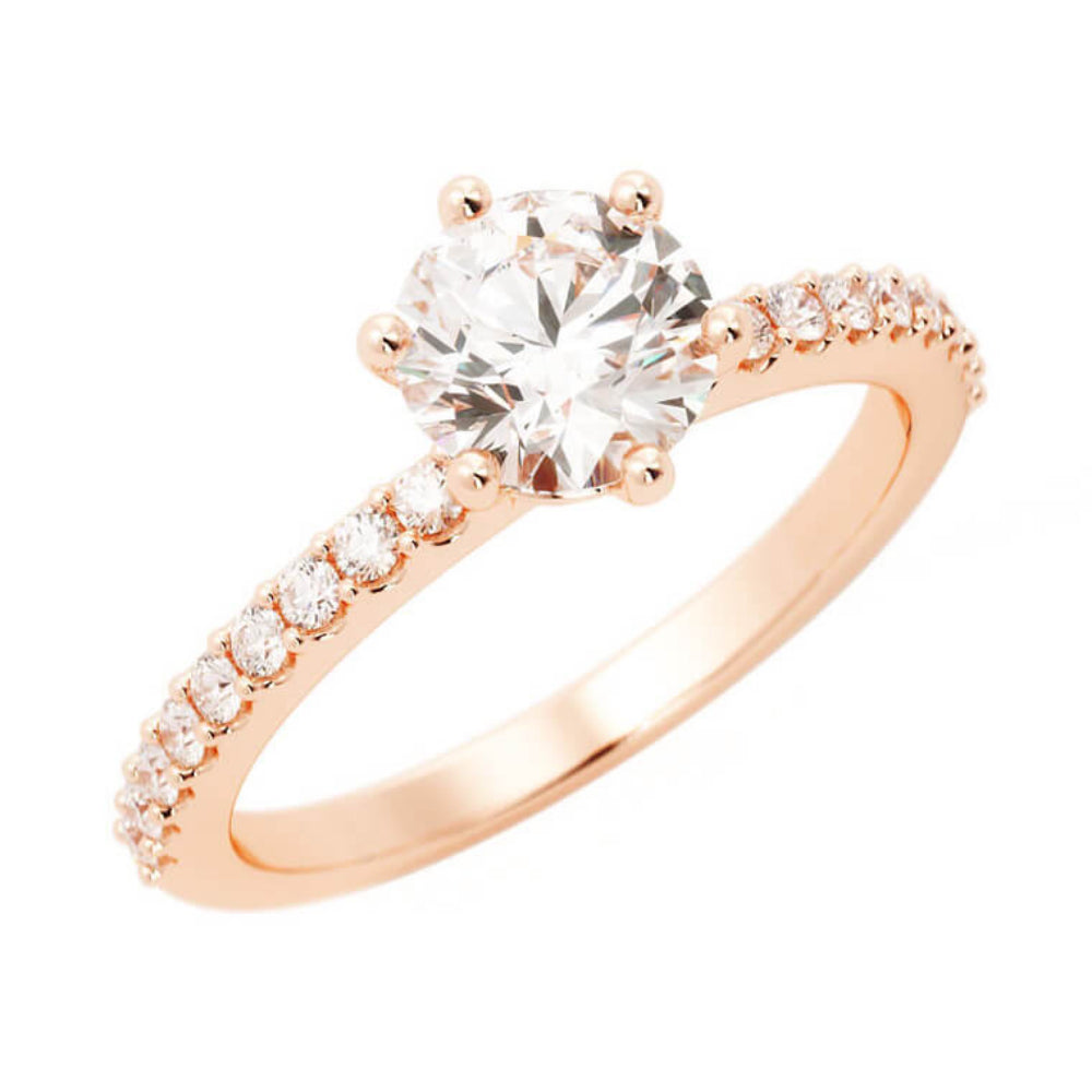 Pave Moissanite Solitaire Engagement Ring