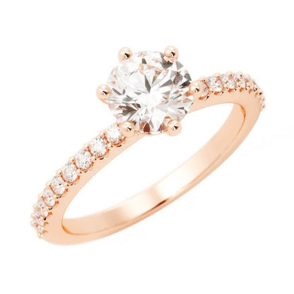 1.0ct Moissanite Pave Solitaire 14K Rose Gold Engagement Ring