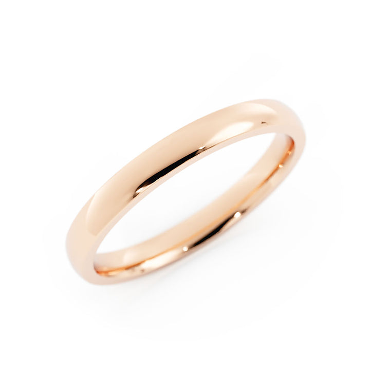 14K Rose Gold High Polish Domed 2.5mm Wedding Band