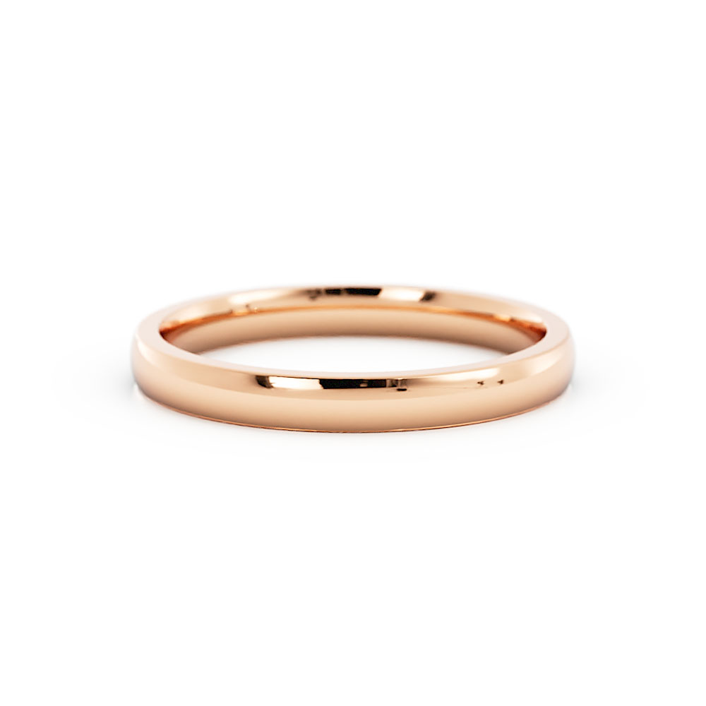 14K Rose Gold High Polish Domed 2.5mm Wedding Band