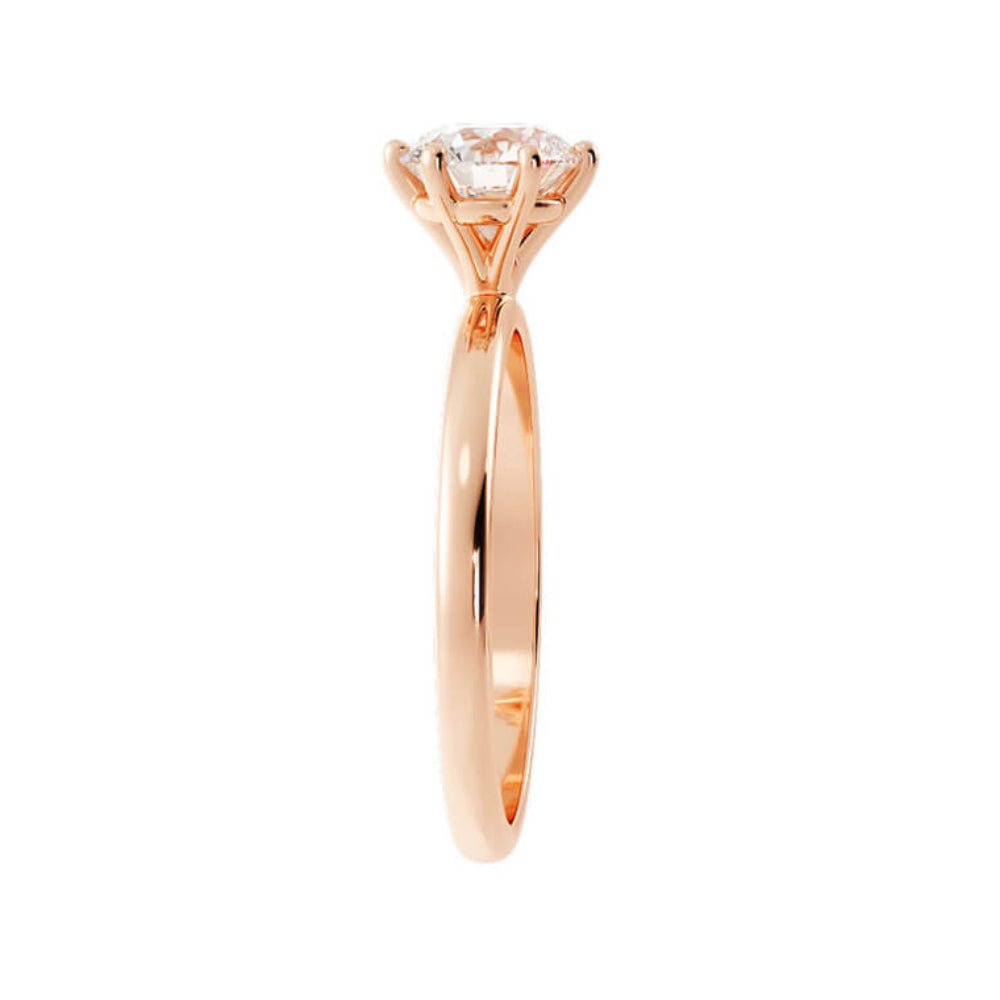1.0ct Moissanite Round Solitaire 14K Rose Gold Engagement Ring