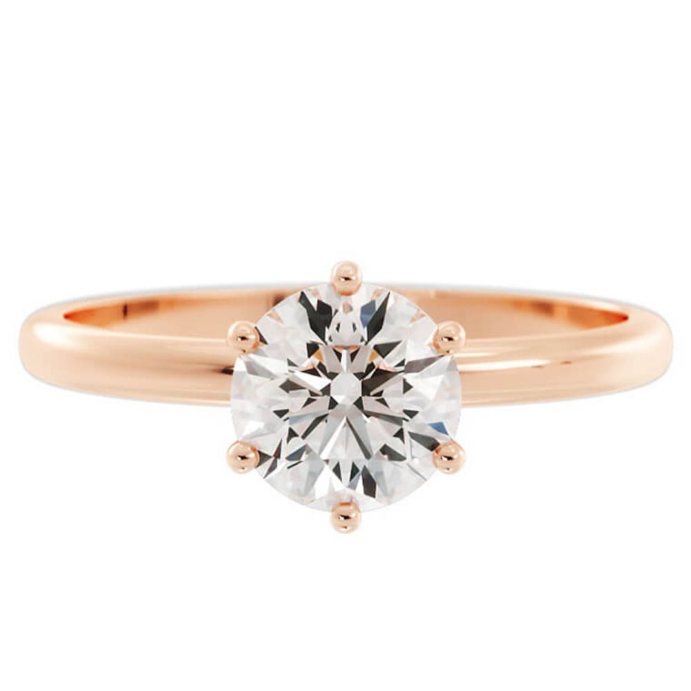 1.0ct Moissanite Round Solitaire 14K Rose Gold Engagement Ring
