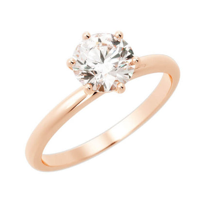 1.0ct Moissanite Round Solitaire 14K Rose Gold Engagement Ring