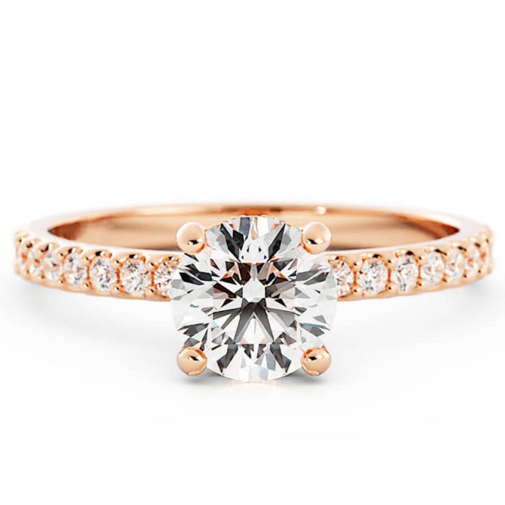 1.0ct Moissanite Pave Hidden Halo 14K Rose Gold Engagement Ring
