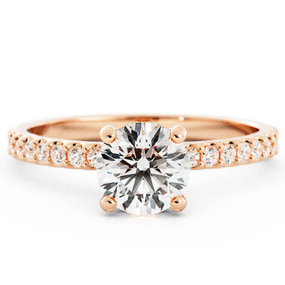 1.0ct Moissanite Pave Hidden Halo 14K Rose Gold Engagement Ring