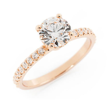 1.0ct Moissanite Pave Hidden Halo 14K Rose Gold Engagement Ring