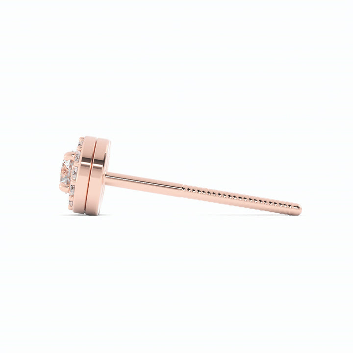 0.25ct Lab Grown Diamond Round Halo Stud 14K Rose Gold Earring