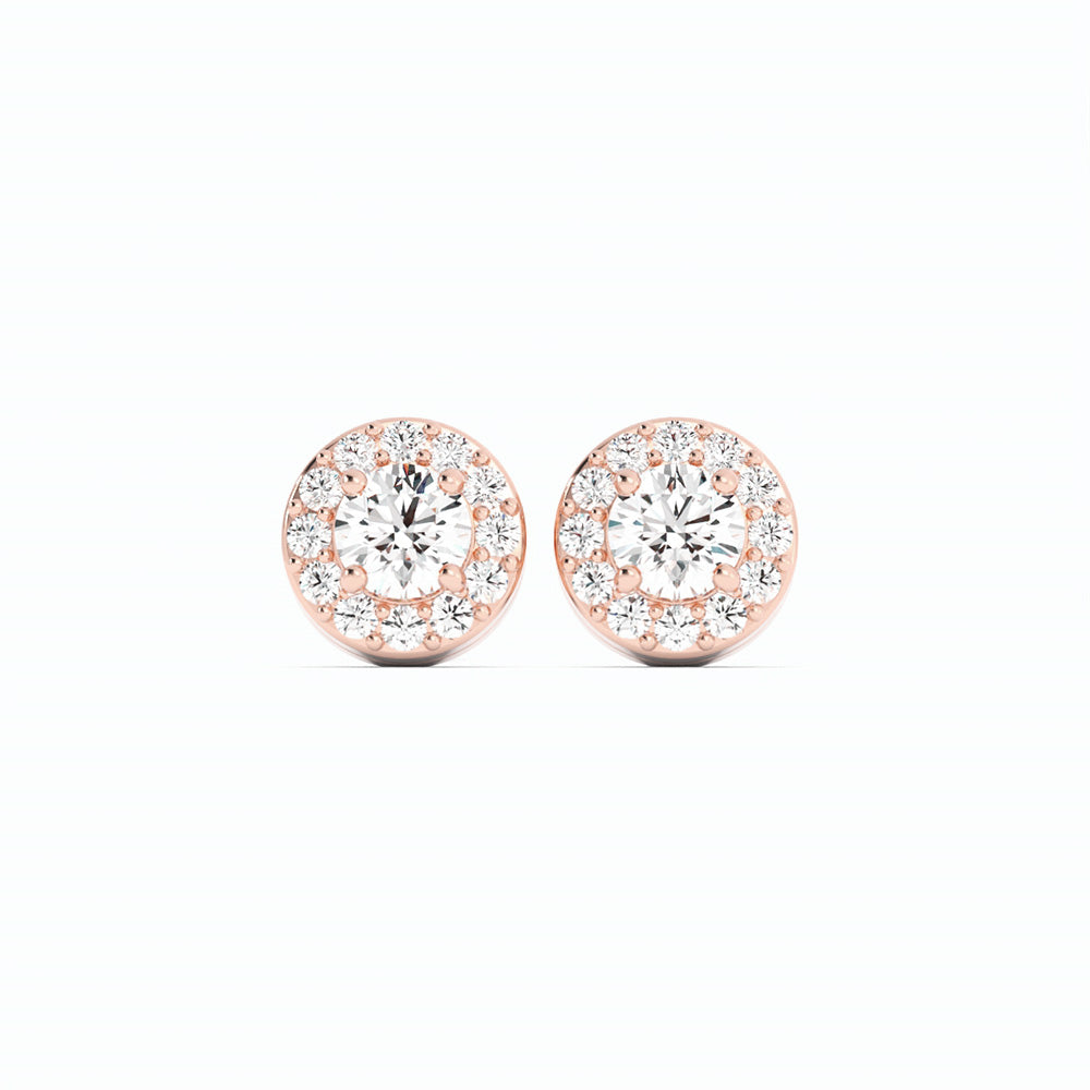 Round Lab Grown Diamond Halo Stud Earrings