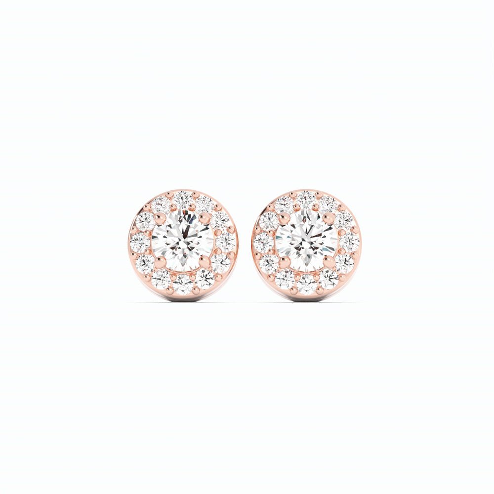 0.25ct Lab Grown Diamond Round Halo Stud 14K Rose Gold Earring