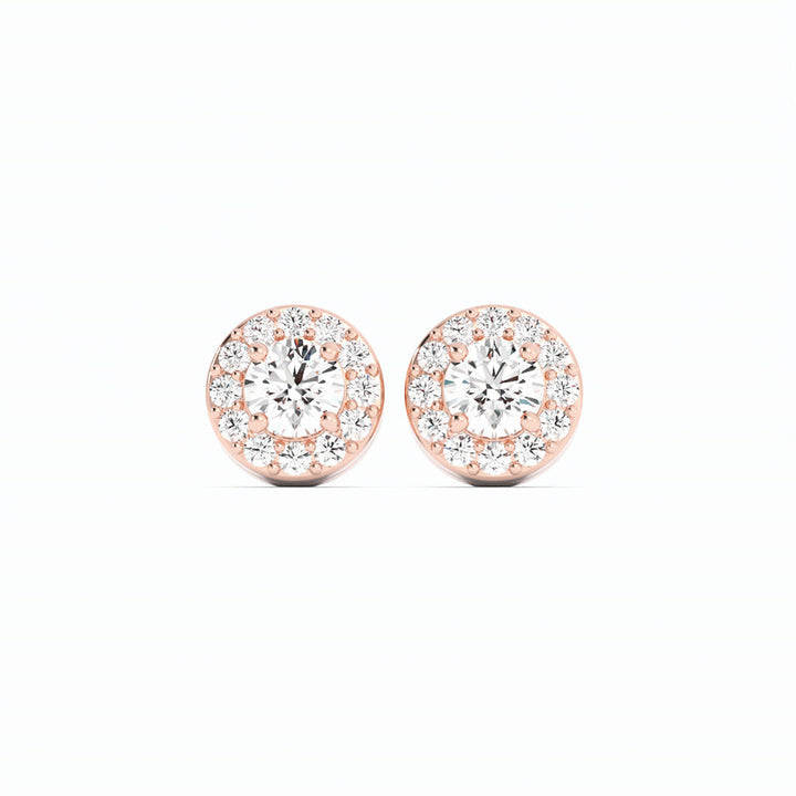 0.25ct Lab Grown Diamond Round Halo Stud 14K Rose Gold Earring