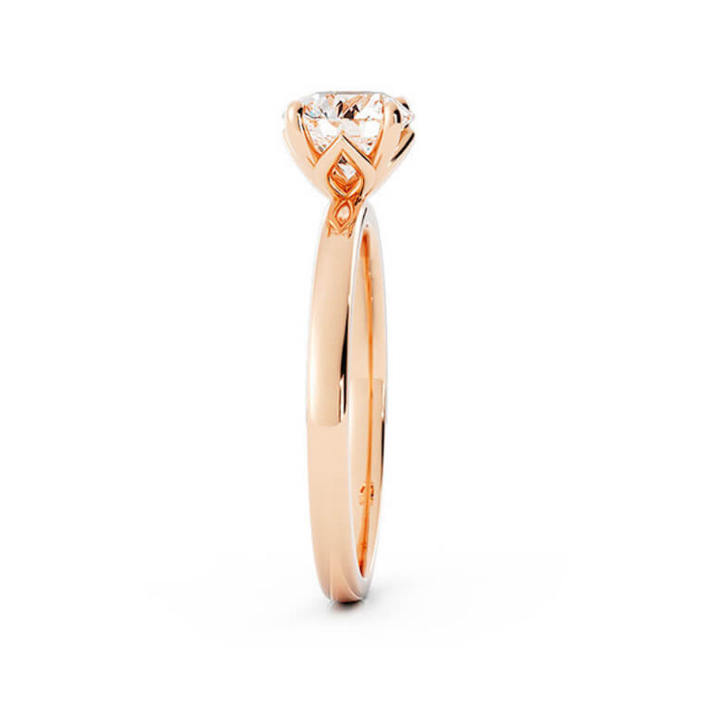 1.0ct Moissanite Round Solitaire 14K Rose Gold Engagement Ring