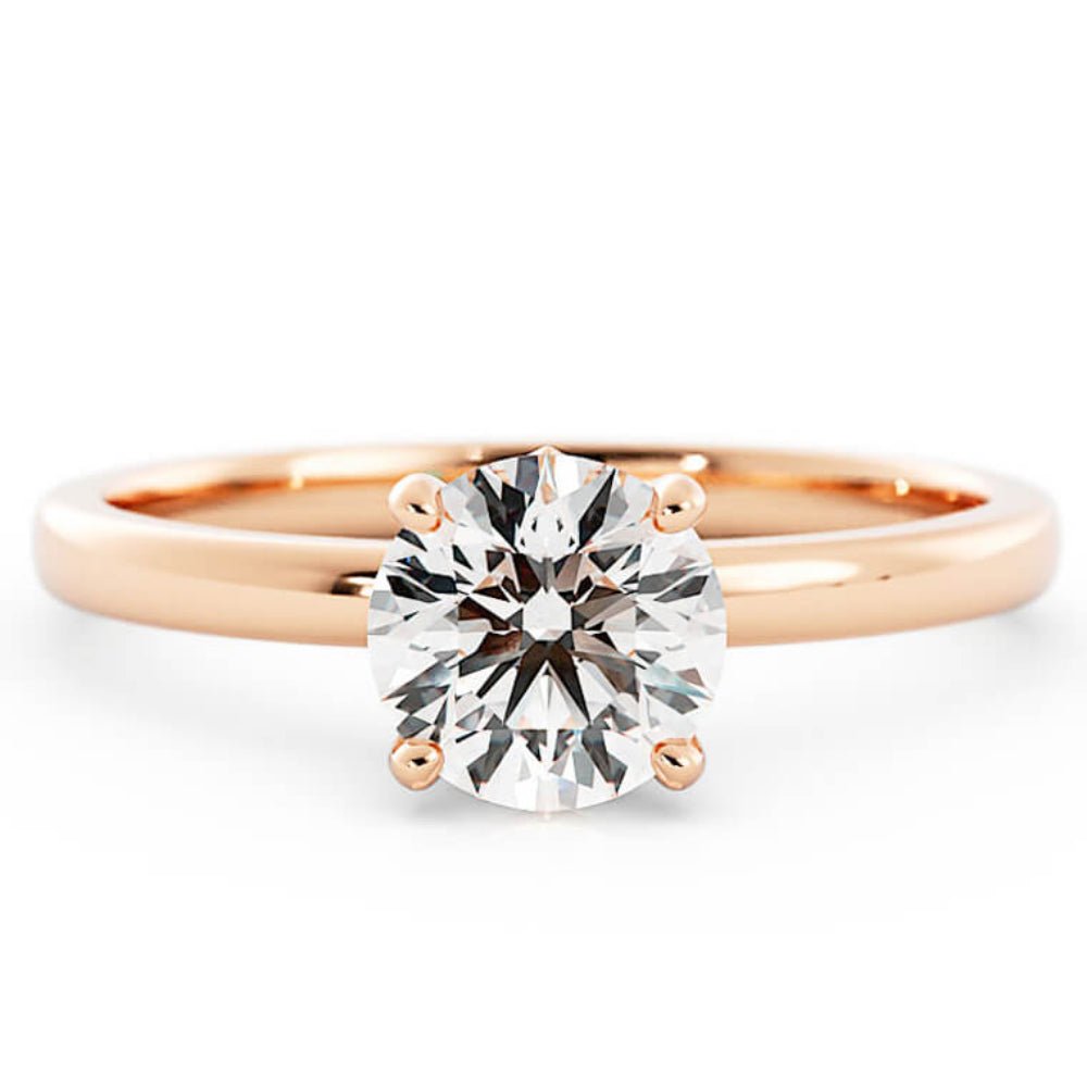 1.0ct Moissanite Round Solitaire 14K Rose Gold Engagement Ring