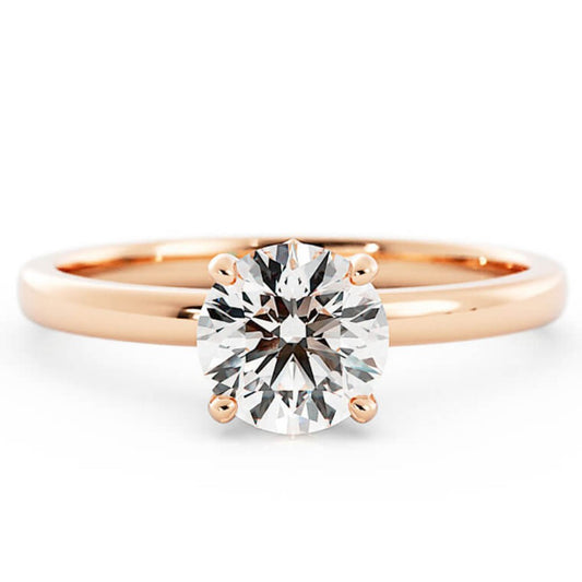 1.0ct Moissanite Round Solitaire 14K Rose Gold Engagement Ring