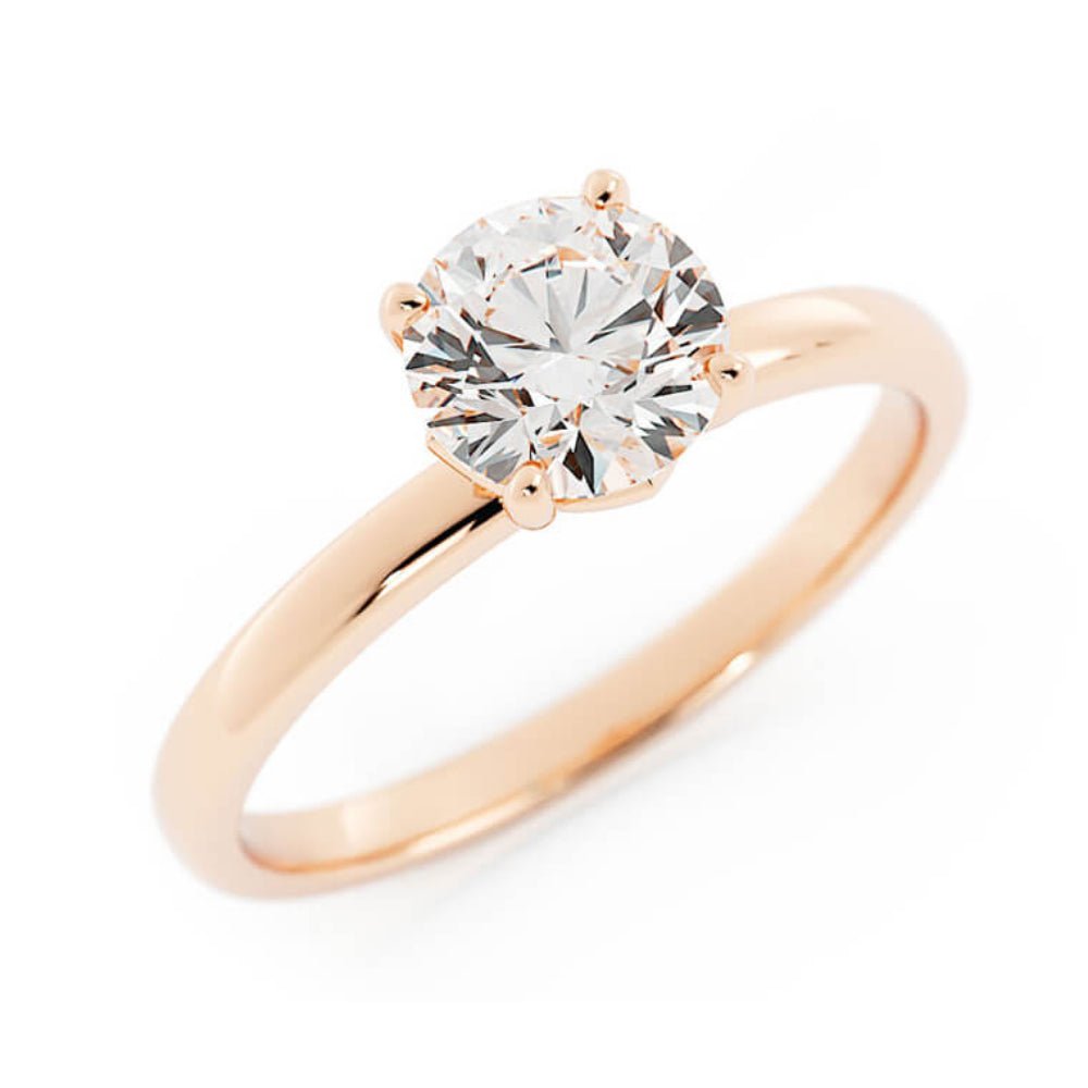 1.0ct Moissanite Round Solitaire 14K Rose Gold Engagement Ring