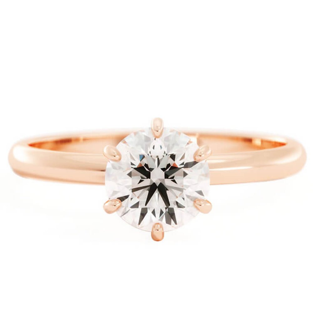 1.0ct Moissanite Round Solitaire 14K Rose Gold Engagement Ring