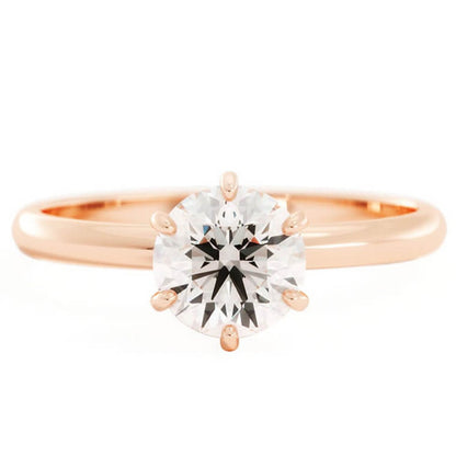 1.0ct Moissanite Round Solitaire 14K Rose Gold Engagement Ring
