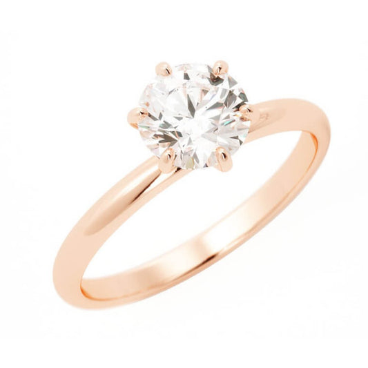 1.0ct Moissanite Round Solitaire 14K Rose Gold Engagement Ring
