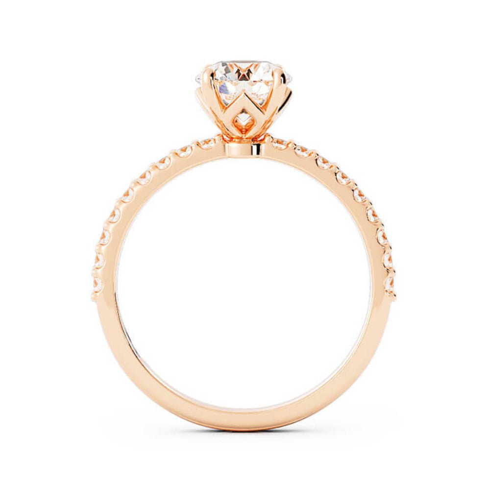 1.0ct Moissanite Pave Solitaire 14K Rose Gold Engagement Ring