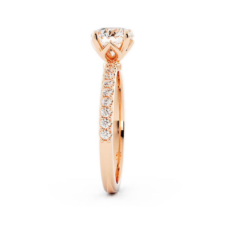 1.0ct Moissanite Pave Solitaire 14K Rose Gold Engagement Ring