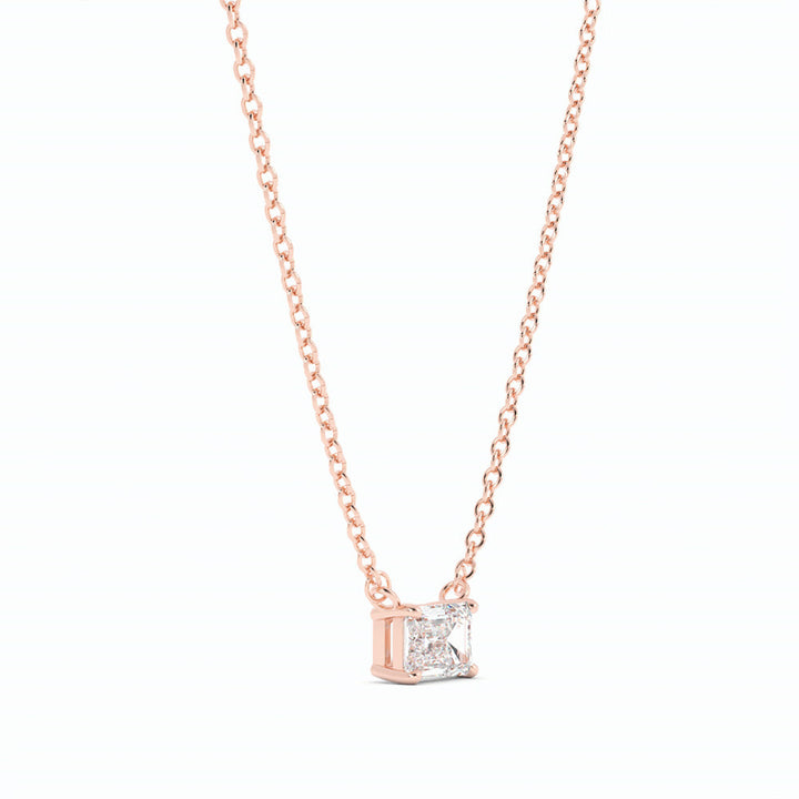 14k Rose Gold 0.5 ct. Petite Emerald Cut Solitaire Lab Grown Diamond Necklace-3