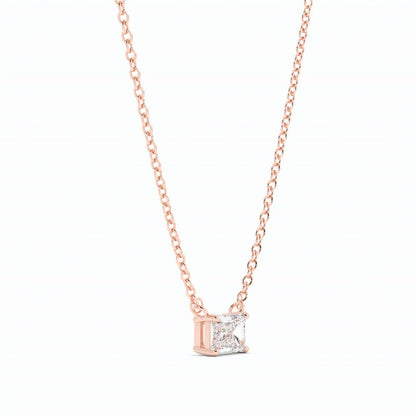 0.5ct Lab Grown Diamond Petite Emerald Cut Solitaire 14K Rose Gold Necklace