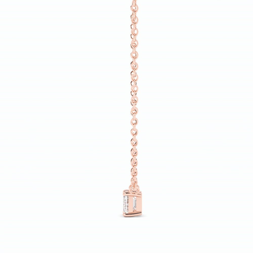 0.5ct Lab Grown Diamond Petite Emerald Cut Solitaire 14K Rose Gold Necklace