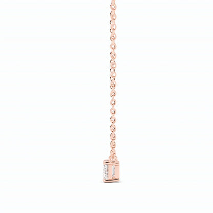 0.5ct Lab Grown Diamond Petite Emerald Cut Solitaire 14K Rose Gold Necklace