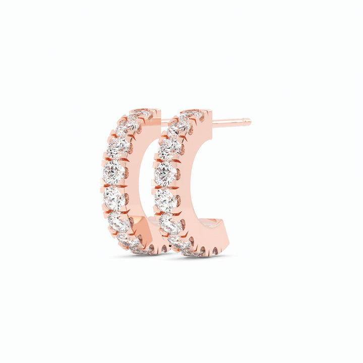 14K Rose Gold Round Lab Grown Diamond 10mm Hoops Earring