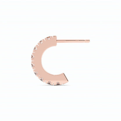 14K Rose Gold Round Lab Grown Diamond 10mm Hoops Earring