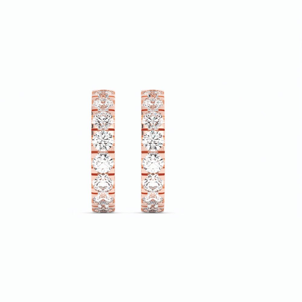 14K Rose Gold Round Lab Grown Diamond 10mm Hoops Earring