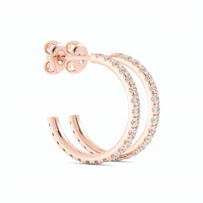 14K Rose Gold Round Lab Grown Diamond 15mm Hoops Earring
