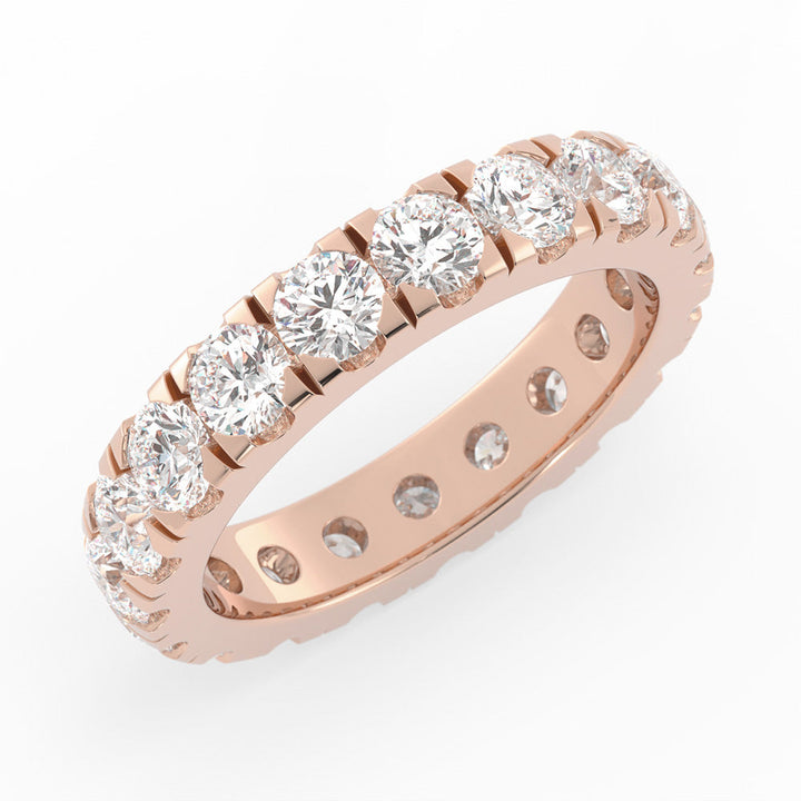 14K Rose Gold Round Lab Grown Diamond Eternity 3.9mm Wedding Band