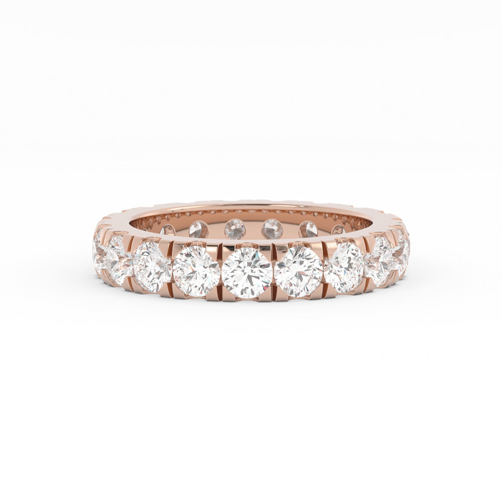 14K Rose Gold Round Lab Grown Diamond Eternity 3.9mm Wedding Band