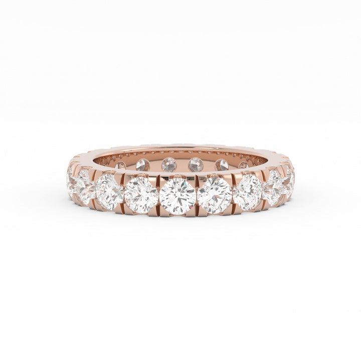 14K Rose Gold Round Lab Grown Diamond Eternity 3.9mm Wedding Band