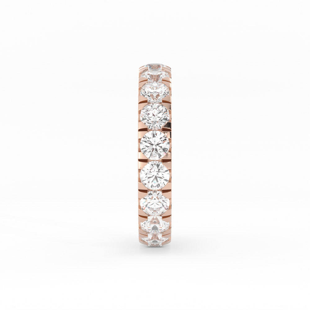 14K Rose Gold Round Lab Grown Diamond Eternity 3.9mm Wedding Band