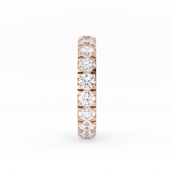 14K Rose Gold Round Lab Grown Diamond Eternity 3.9mm Wedding Band