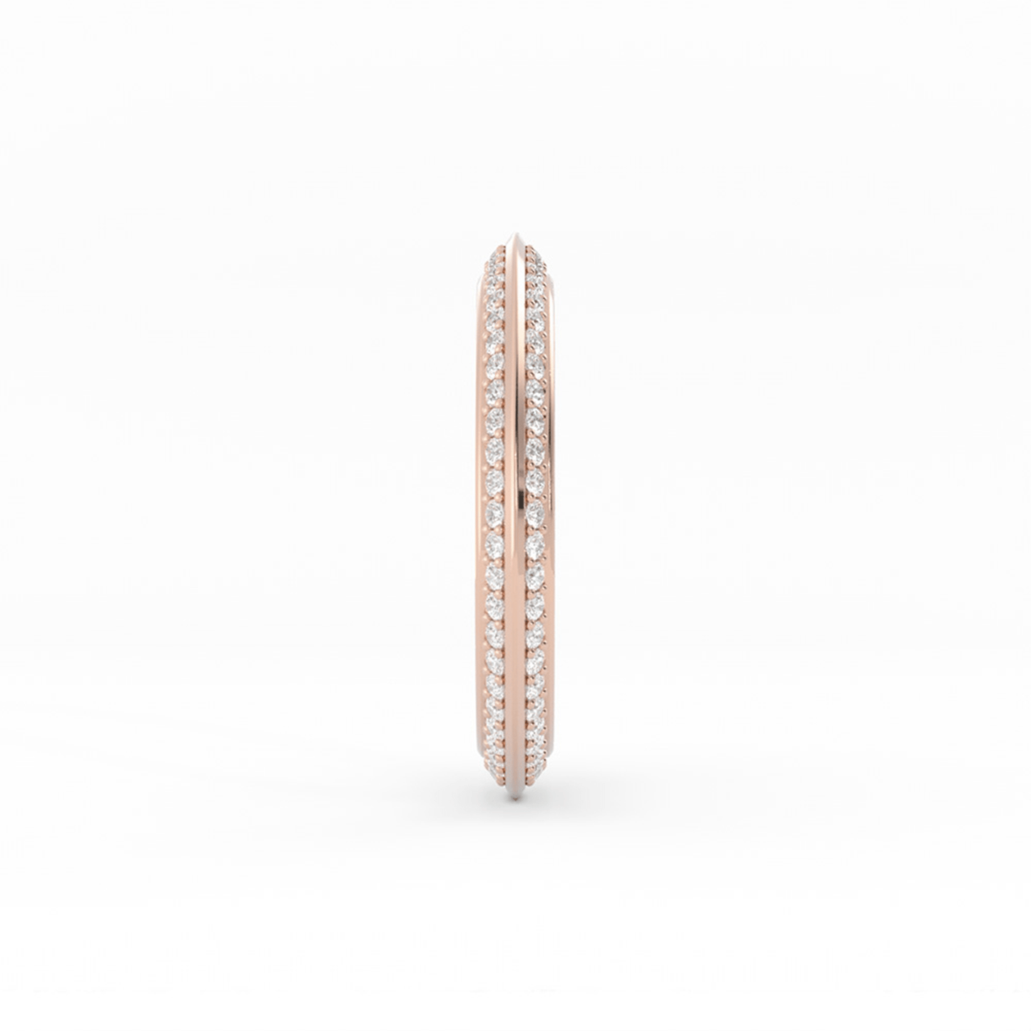 14K Rose Gold Round Double Knife Edge Lab Grown Diamond Wedding Band