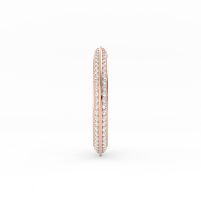14K Rose Gold Round Double Knife Edge Lab Grown Diamond Wedding Band