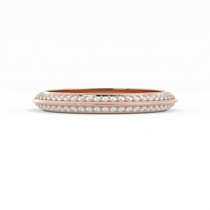 14K Rose Gold Round Double Knife Edge Lab Grown Diamond Wedding Band