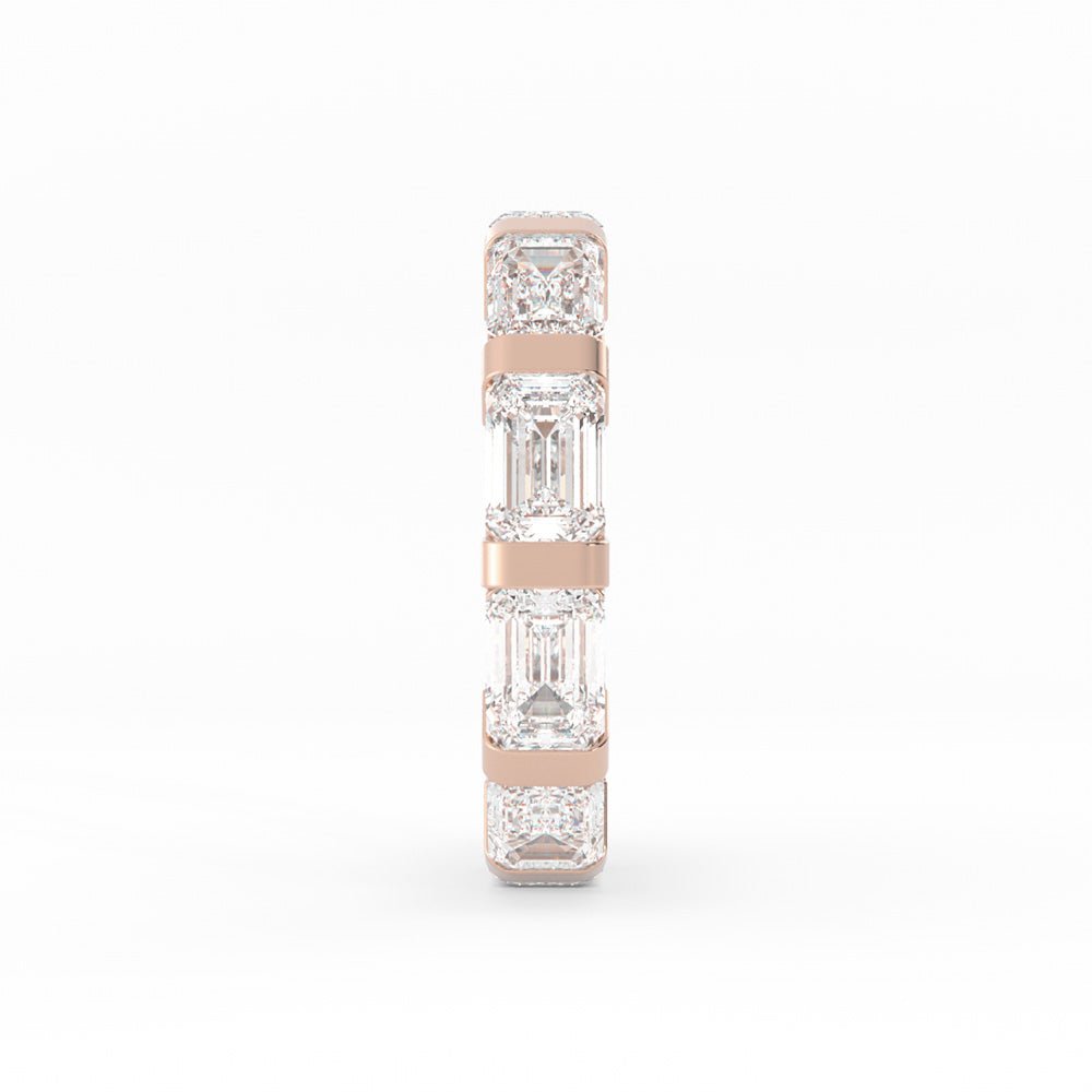 14K Rose Gold Lab Grown Emerald Cut Eternity 4mm Wedding Band