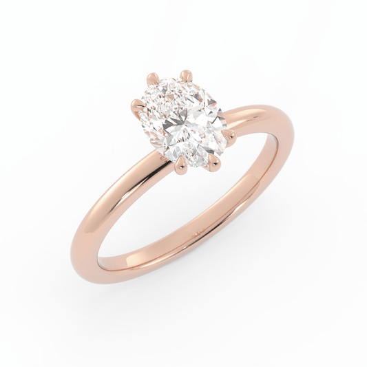 1.25ct Lab Grown Diamond Oval Solitaire 14K Rose Gold Engagement Ring