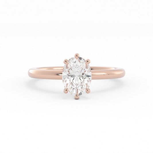 1.25ct Lab Grown Diamond Oval Solitaire 14K Rose Gold Engagement Ring