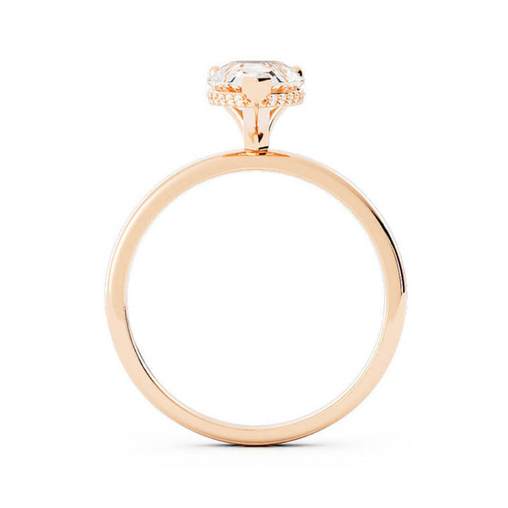 1.5ct Moissanite Pear Hidden Halo 14K Rose Gold Engagement Ring